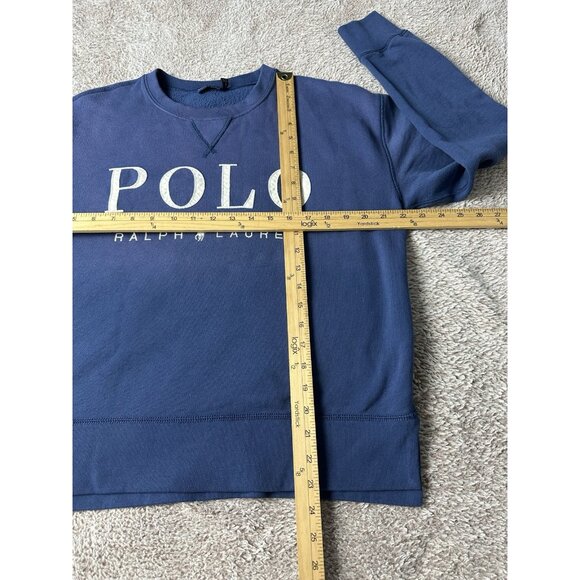 Polo Ralph Lauren Horse Logo Blue Fleece Lined SO SOFT Sweatshirt Size M - Picture 6 of 14